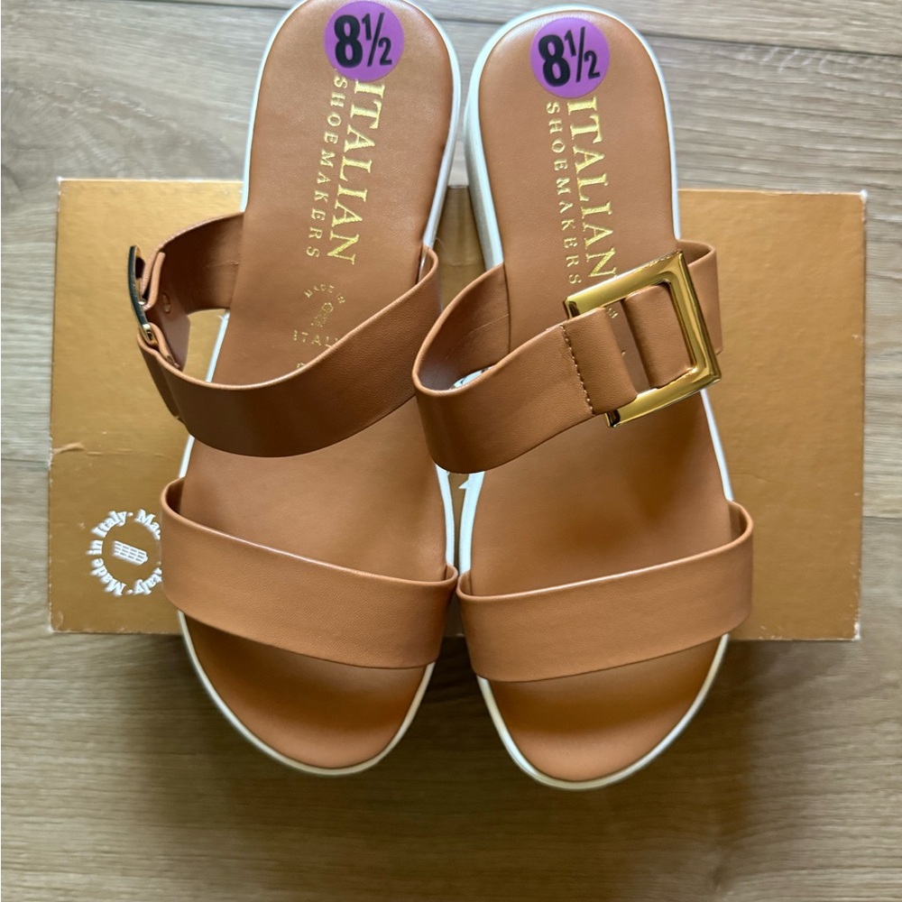 Women's Brown Sandals with Gold Buckle
